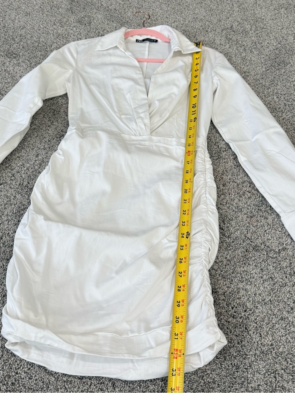 NWOT Zara White Shirt Dress Mini Bodycon Minimalist Wrap Top Preppy Women’s XS - Picture 8 of 15